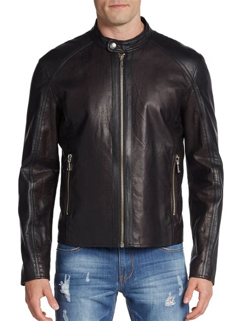 versace jeans leather moto jacket|Versace jean jacket sale.